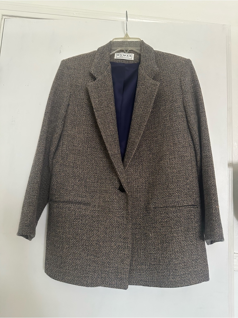 DUMAS Women's Tailored Tweed Blazer Jacket in Brown Size 8